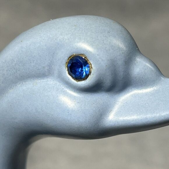 Vintage MCM Swan Planter‎ 1974 Blue Speckled Glaze Ceramic Handmade Vanity Decor - Picture 11 of 16